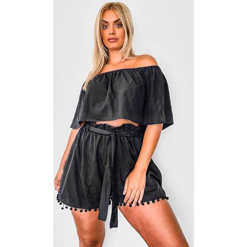 Grande Taille - Ensemble Short Et Haut À Épaules Dénudées À Pompons - 50 - boohoo - Modalova