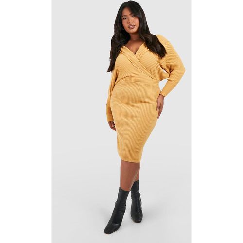 Grande Taille - Robe Mi-Longue Portefeuille En Maille - 52 - boohoo - Modalova