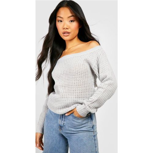 Petite" - Robe Pull Gaufrée À Épaules Dénudées - S - boohoo - Modalova
