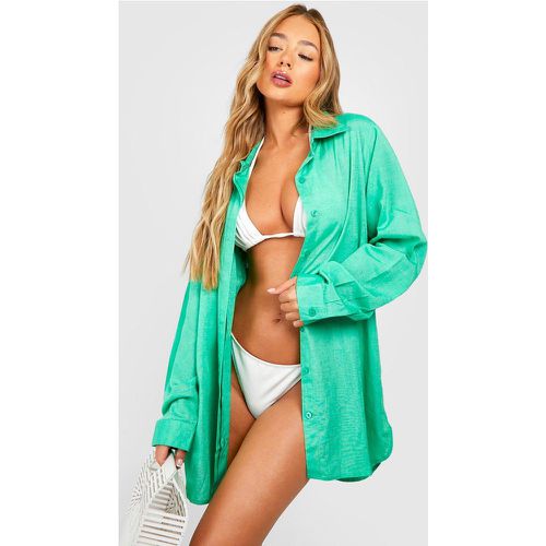 Chemise De Plage Oversize Effet Lin - S - boohoo - Modalova