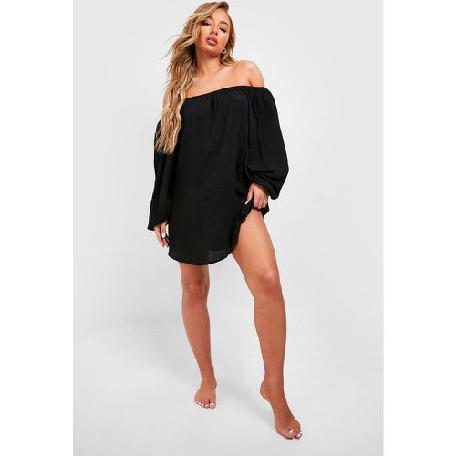 Robe De Plage Plissée À Col Bateau - M - boohoo - Modalova