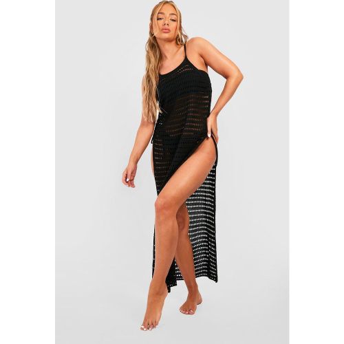Robe De Plage Longue En Crochet À Fentes - L - boohoo - Modalova