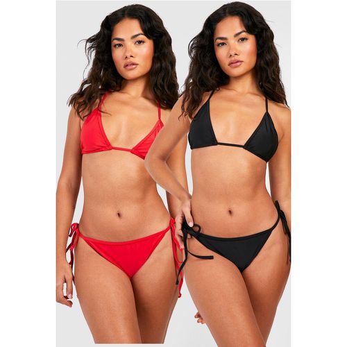 Lot De 2 Maillot De Bains Basiques - Uni Et Imprimé Léopard - 44 - boohoo - Modalova