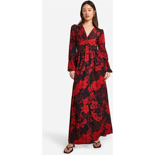 Tall" - Robe Longue Boutonnée À Fleurs Et Décolleté Plongeant - 44 - boohoo - Modalova