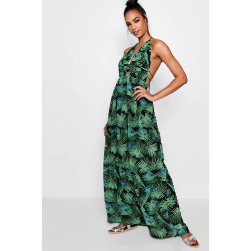Tall" - Robe Longue À Décolleté Plongeant Et Imprimé Palmier - 34 - boohoo - Modalova