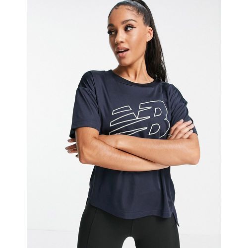 Running Achiever - T-shirt en résille avec grand logo - New Balance - Modalova