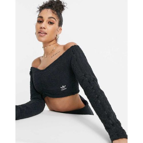 Relaxed Risqué - Crop top froncé à manches longues en maille duveteuse - adidas Originals - Modalova