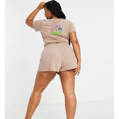 ASOS DESIGN Curve - Ensemble de pyjama avec top en jersey à motif champignon et short côtelé - - Exclusivité - ASOS Curve - Modalova