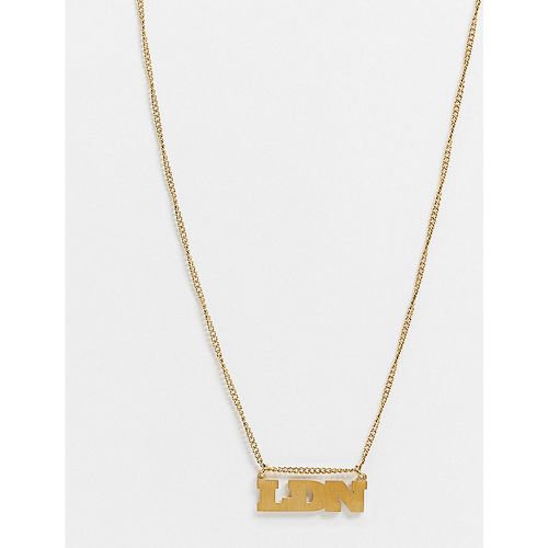 Hoops + Chains - LDN - Collier à inscription slogan « London » en plaqué or 18 carats résistant à l'eau - Hoops and Chains - Modalova