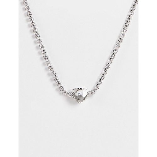 Collier avec pendentif cœur et cristaux sur l'ensemble - True Decadence - Modalova