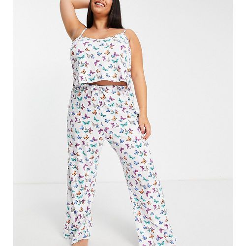 Ensemble de pyjama avec caraco et pantalon à imprimé papillon - Wednesday's Girl Curve - Modalova