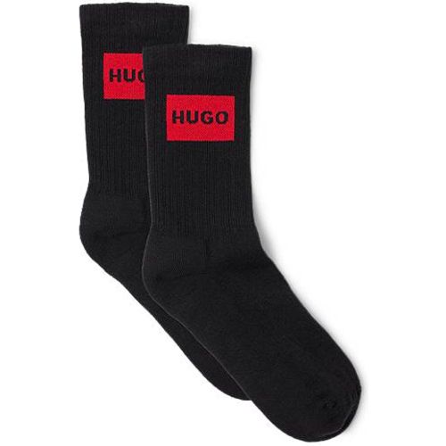 Lot de deux paires de chaussettes courtes côtelées à étiquette logo - HUGO - Modalova