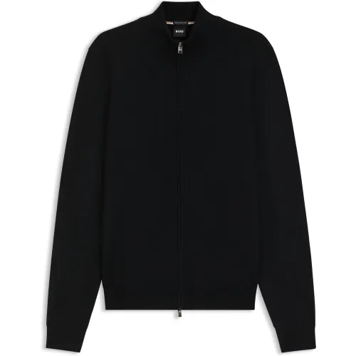 Gilet zippé en maille de laine vierge - Boss - Modalova
