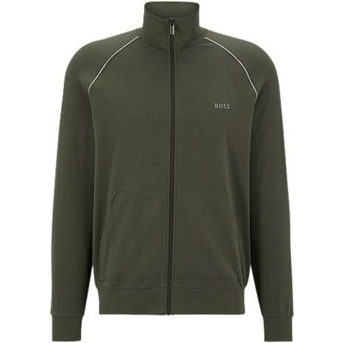 Veste zippée en coton stretch à logo brodé - Boss - Modalova