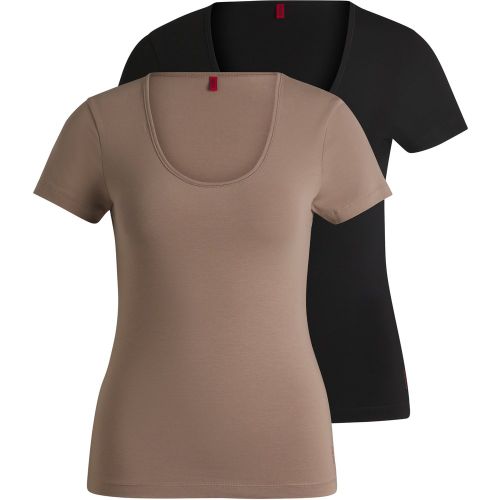 Lot de deux t-shirts en coton stretch avec logos - HUGO - Modalova