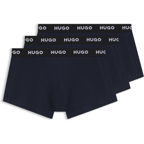 Lot de trois boxers courts en coton stretch avec taille logotée - HUGO - Modalova