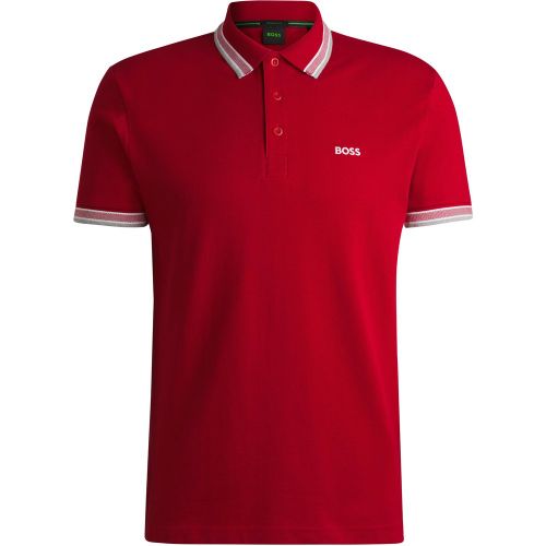Polo en piqué de coton avec détails de logo - Boss - Modalova