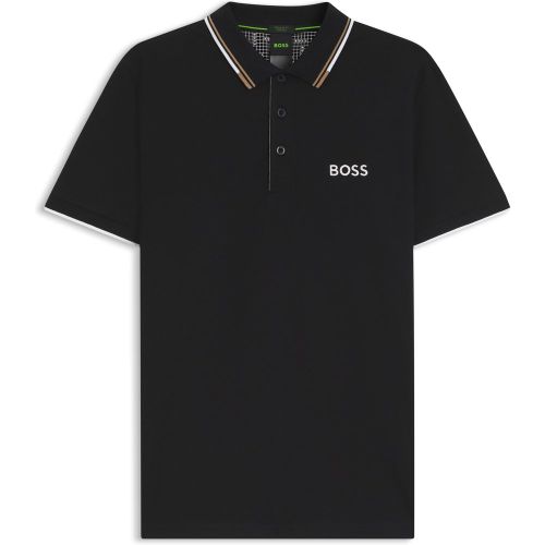 Polo en coton mélangé avec logos contrastants - Boss - Modalova