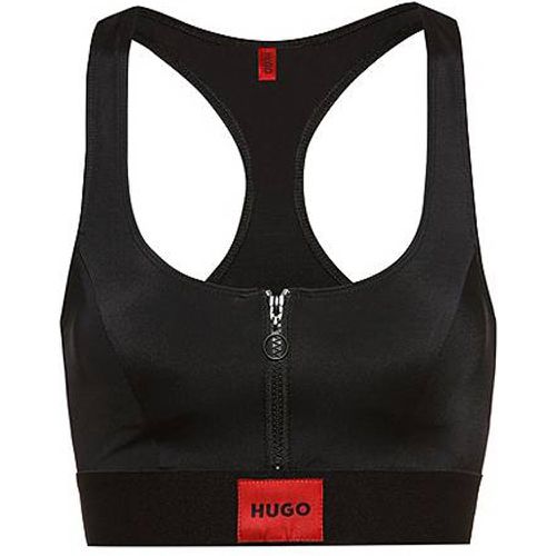 Haut de bikini zippé à dos nageur et étiquette logo rouge - HUGO - Modalova