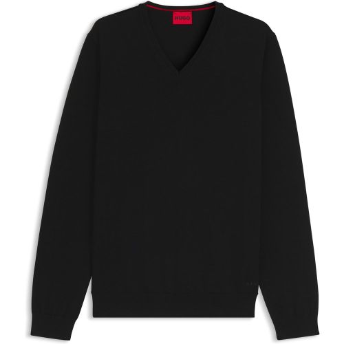 Pull à col V en laine vierge - HUGO - Modalova