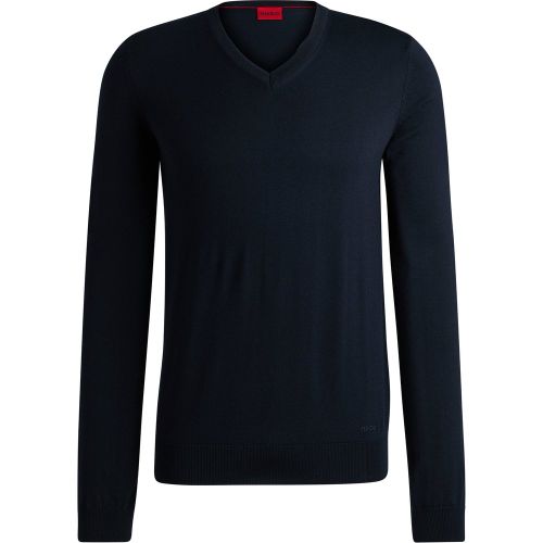 Pull à col V en laine vierge - HUGO - Modalova