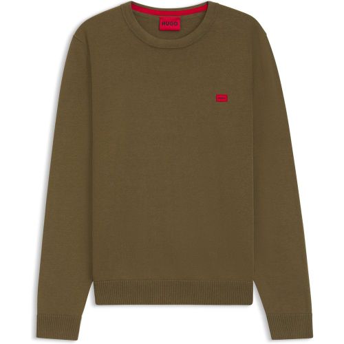 Pull en coton avec étiquette logotée rouge - HUGO - Modalova
