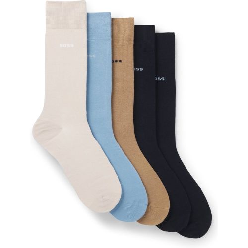 Lot de cinq paires de chaussettes mi-mollet en coton mélangé - Boss - Modalova