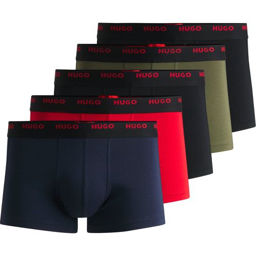 Lot de cinq boxers courts en coton stretch avec taille logotée - HUGO - Modalova