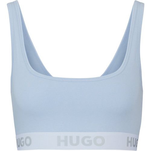 Brassière en coton stretch avec bandeau logoté contrastant - HUGO - Modalova