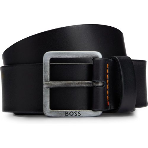 Ceinture en cuir avec logo et garniture en ruthénium foncé - Boss - Modalova