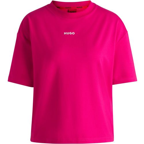T-shirt Relaxed en jersey doux à logo contrastant - HUGO - Modalova