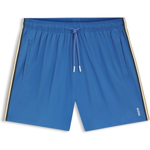 Short de bain avec rayures emblématiques et logo - Boss - Modalova