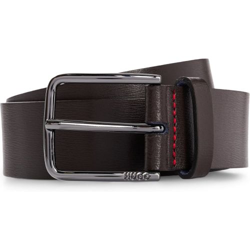 Ceinture en cuir italien à surpiqûres rouges - HUGO - Modalova