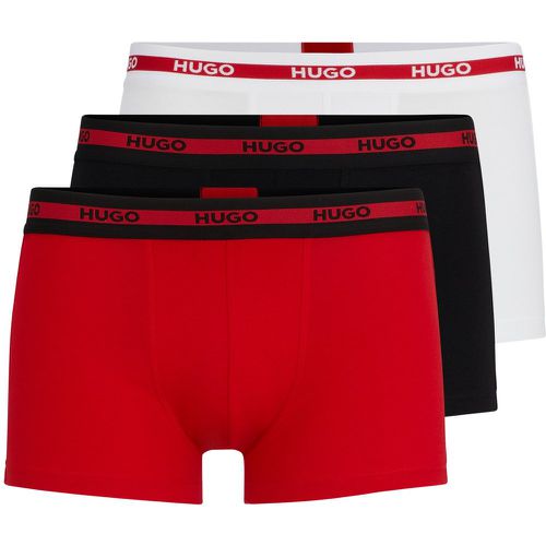 Lot de trois boxers courts en coton stretch avec taille logotée - HUGO - Modalova