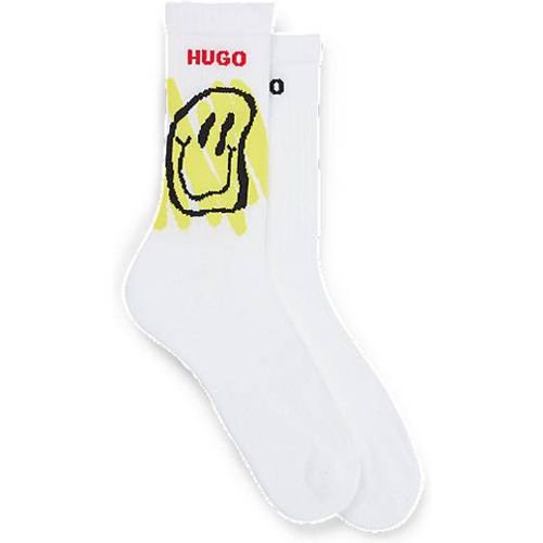 Lot de deux paires de chaussettes courtes côtelées à motif doodling - HUGO - Modalova