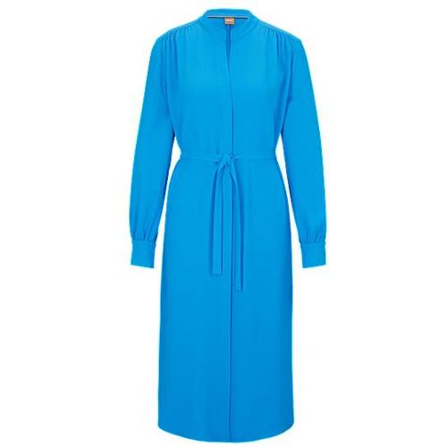 Robe-chemise sans col avec ceinture et poignets boutonnés - Boss - Modalova