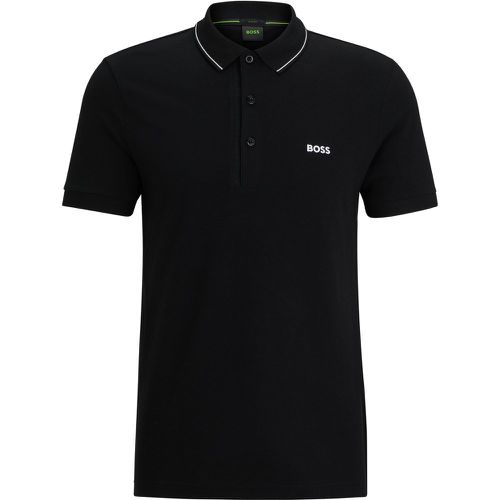 Polo Slim Fit en piqué de coton avec logo ton sur ton - Boss - Modalova