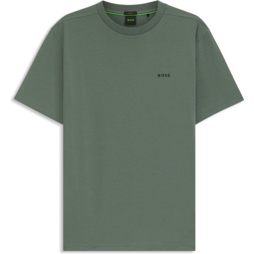 T-shirt en coton stretch avec logo contrastant - Boss - Modalova