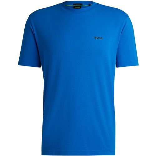 T-shirt Regular en coton stretch avec logo contrastant - Boss - Modalova