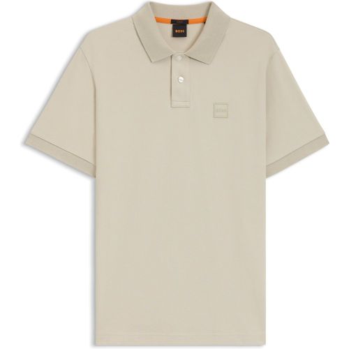 Polo Slim en coton stretch à patch logoté - Boss - Modalova