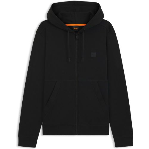 Sweat zippé à capuche en molleton de coton avec patch logoté ton sur ton - Boss - Modalova