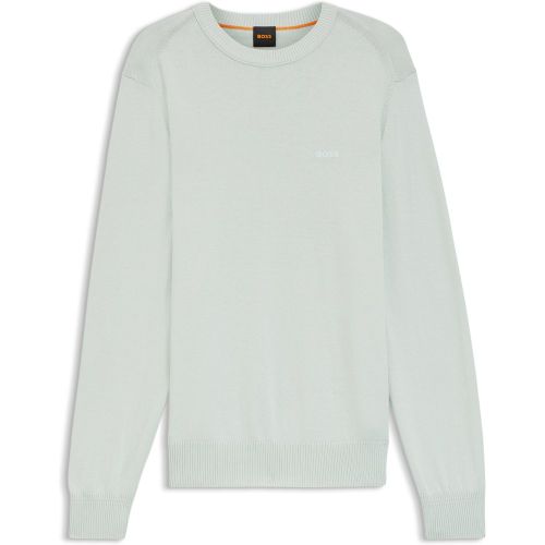 Pull en maille de coton à logo brodé - Boss - Modalova