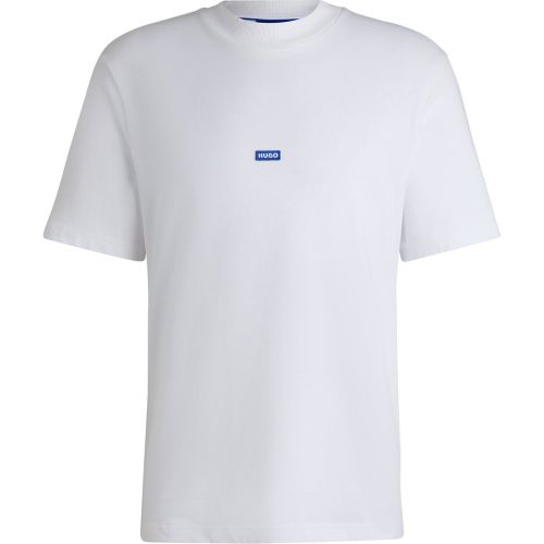 T-shirt Regular en jersey de coton avec patch logoté bleu - HUGO - Modalova