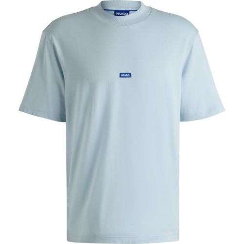 T-shirt Regular en jersey de coton avec patch logoté bleu - HUGO - Modalova