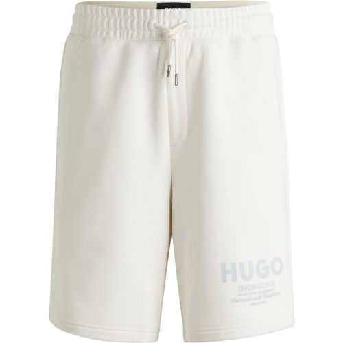 Short en molleton de coton avec cordon de serrage et logo imprimé - HUGO - Modalova