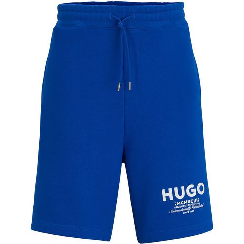 Short en molleton de coton avec cordon de serrage et logo imprimé - HUGO - Modalova