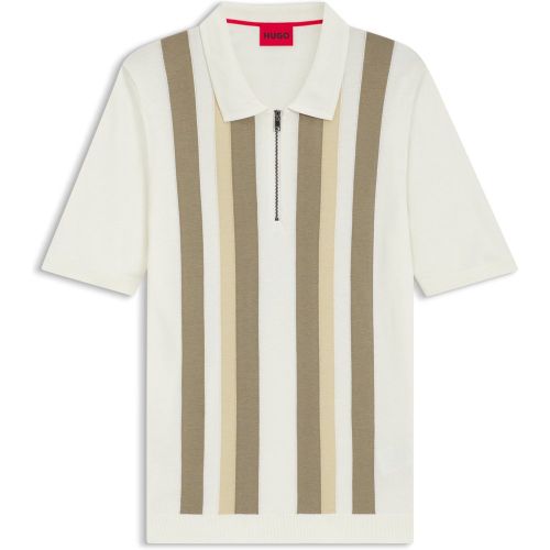 Polo à encolure zippée et rayures verticales - HUGO - Modalova