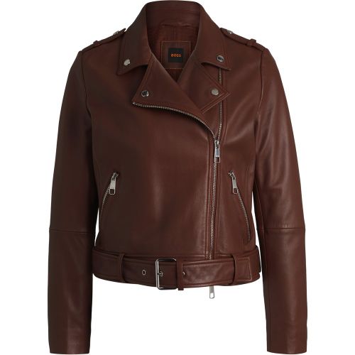 Veste Regular Fit en cuir nappa avec ceinture à boucle - Boss - Modalova