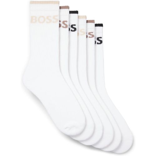 Lot de six paires de chaussettes courtes côtelées en coton mélangé - Boss - Modalova