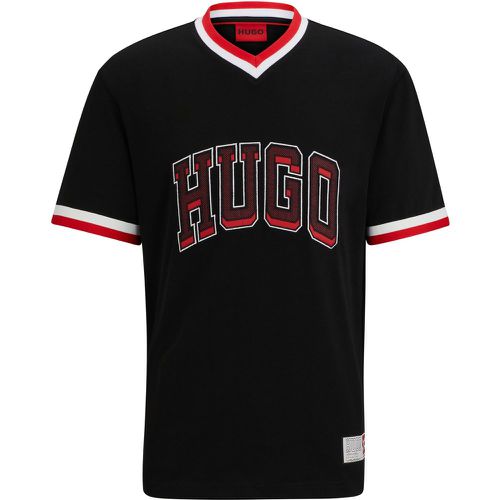 T-shirt décontracté en jersey de coton avec logo sportif - HUGO - Modalova